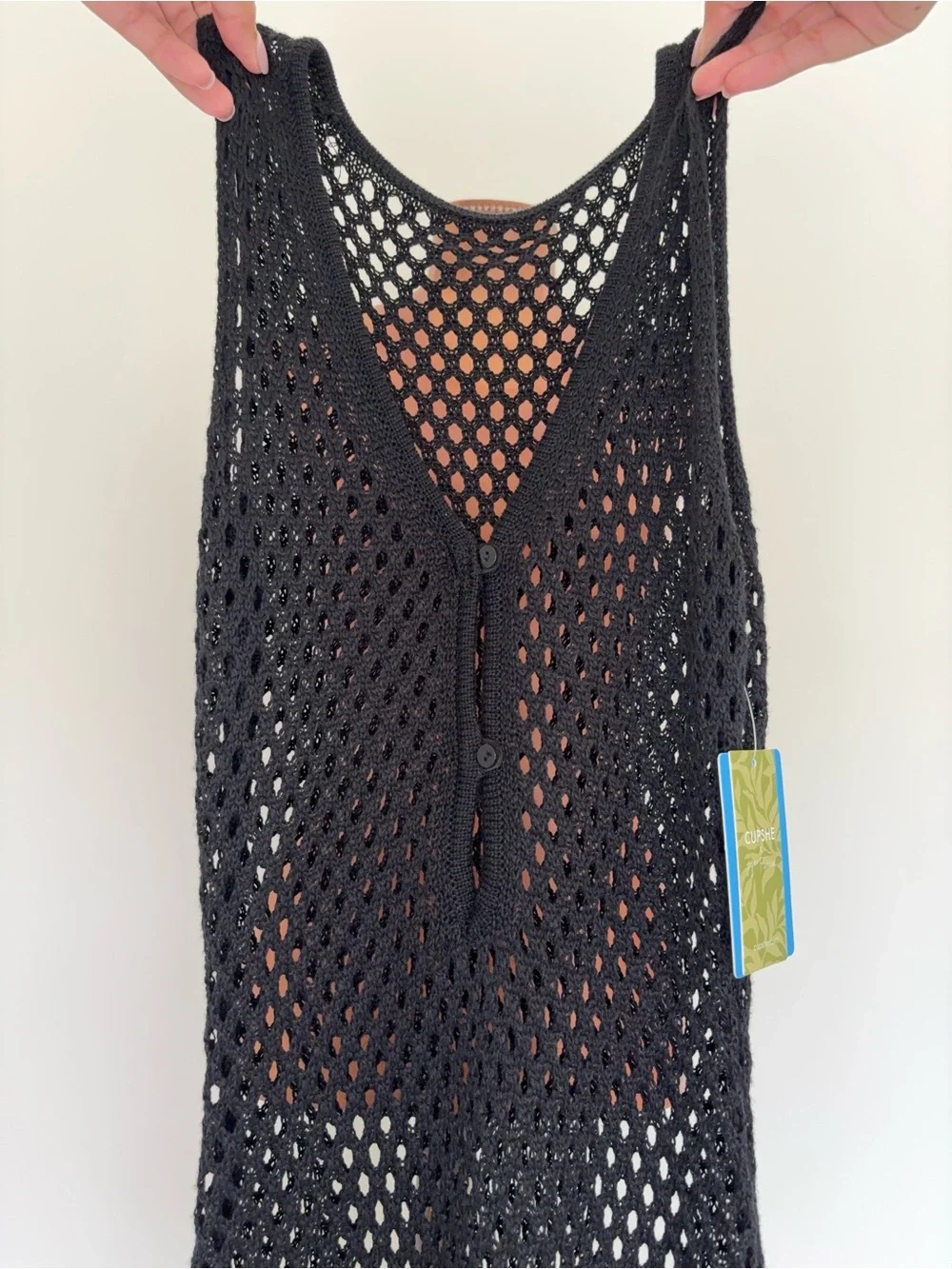 Cupshe x Jojo Fletcher Black Crochet Maxi Dress Cover-Up NWT